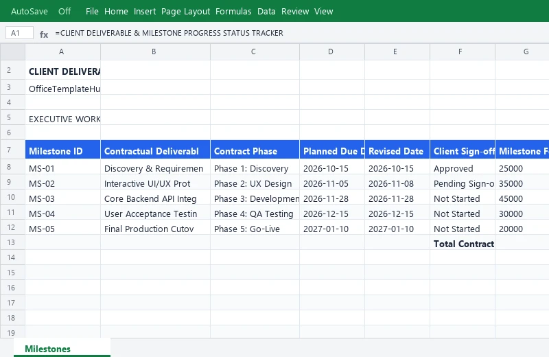 Client Deliverable & Milestone Progress Status Tracker