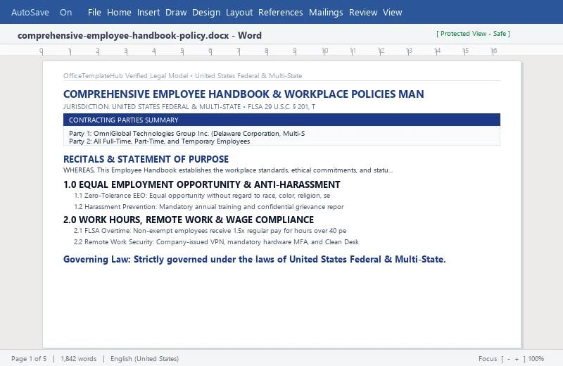 Preview of Comprehensive Employee Handbook & Workplace Policies Manual