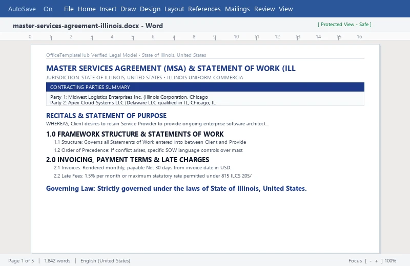 Master Services Agreement (MSA) & Statement of Work (Illinois)