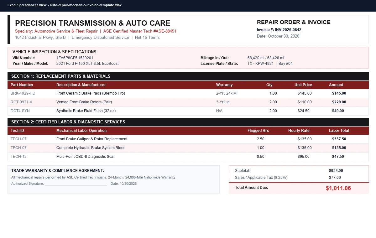 Preview of Independent Contractor Invoice & Draw Billing Template