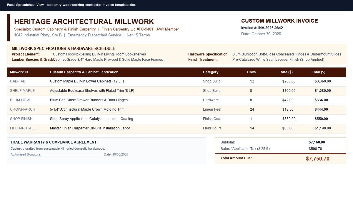 Preview of Independent Contractor Invoice & Draw Billing Template