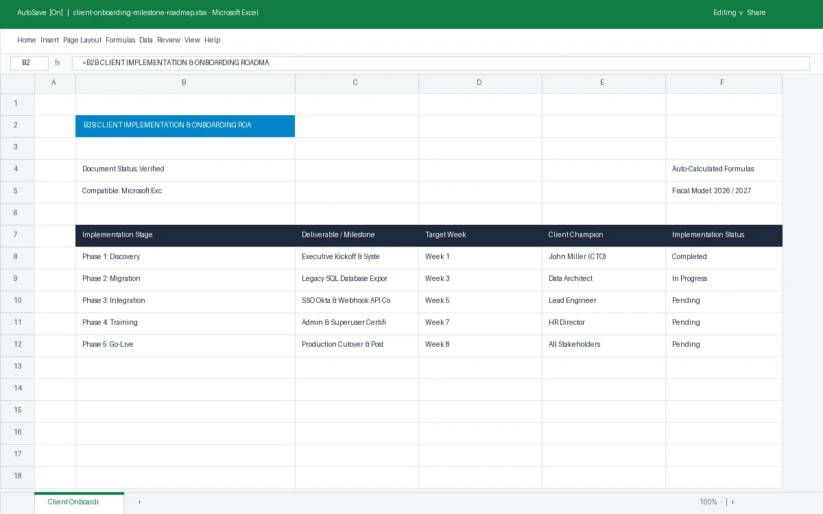 Preview of B2B Client Implementation & Onboarding Roadmap
