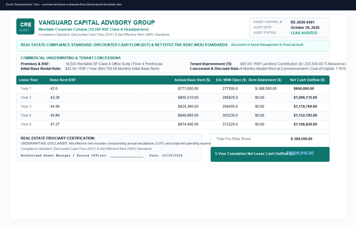 Commercial Real Estate Lease vs Buy & Sublease Underwriting Model