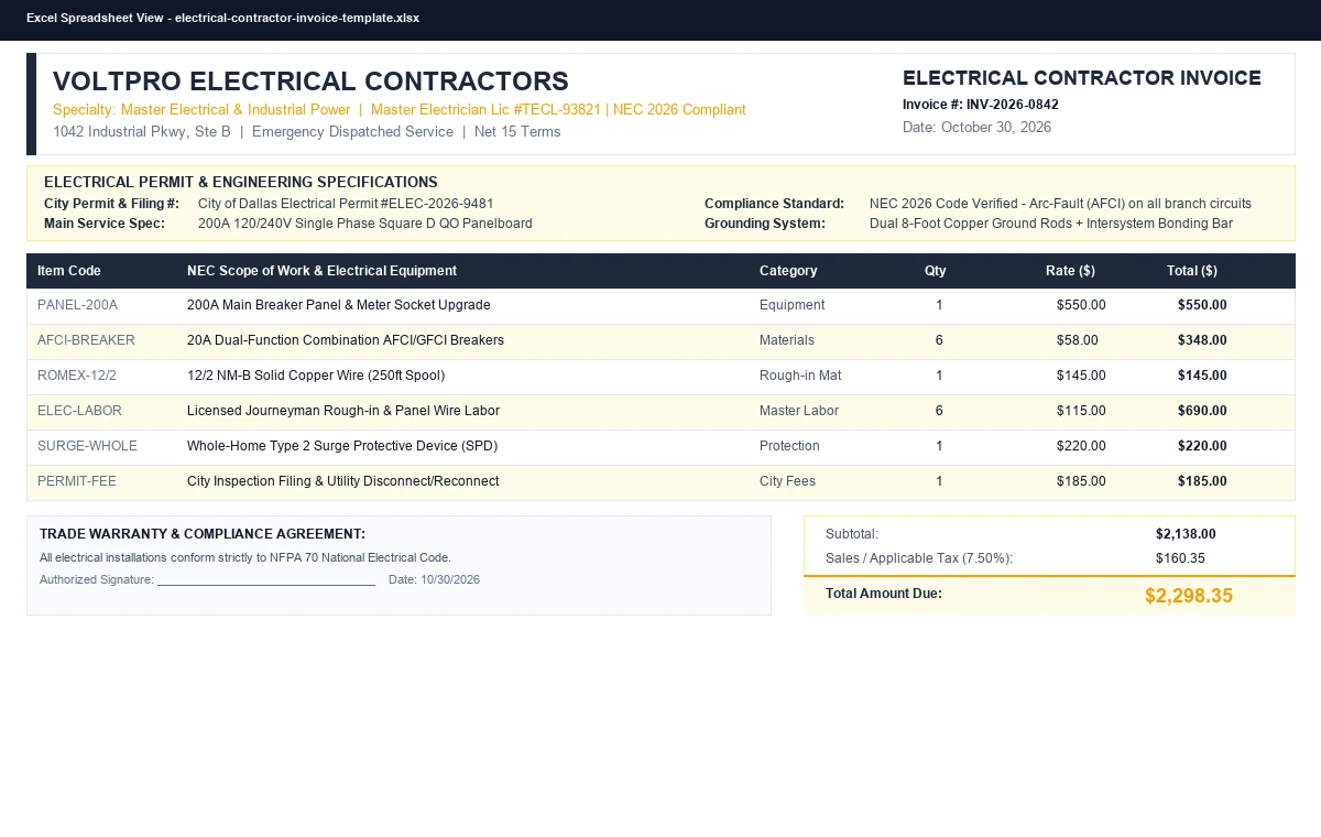 Preview of Independent Contractor Invoice & Draw Billing Template