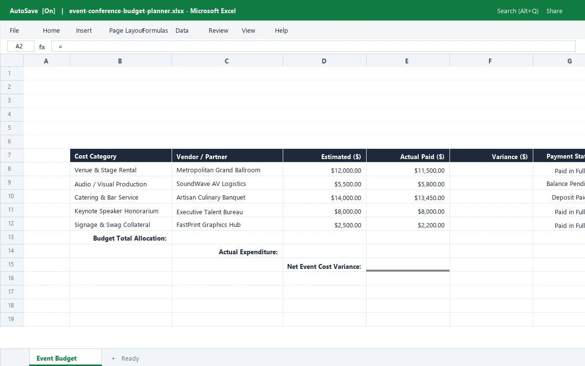 Event & Conference Budget Planner & Cost Tracker