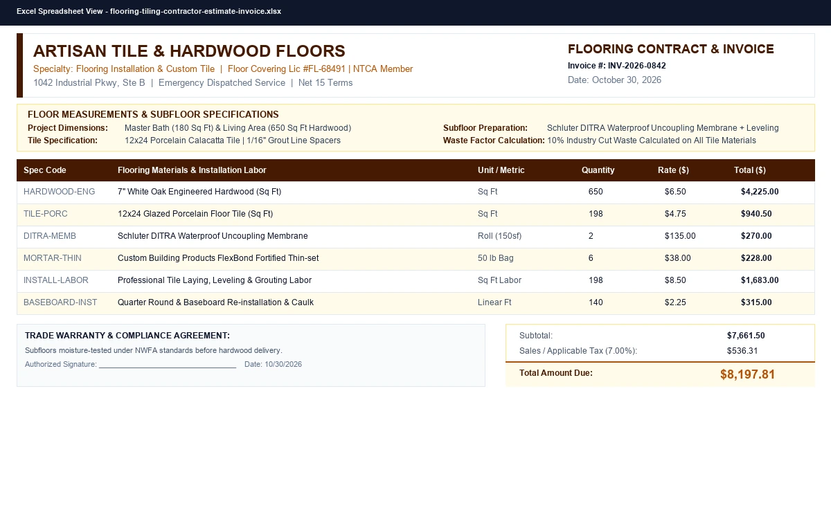 Preview of Independent Contractor Invoice & Draw Billing Template