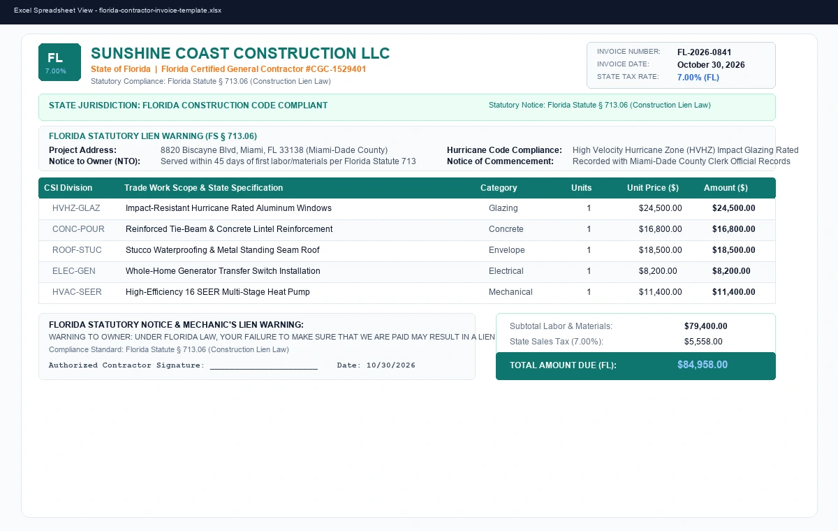 Preview of Independent Contractor Invoice & Draw Billing Template