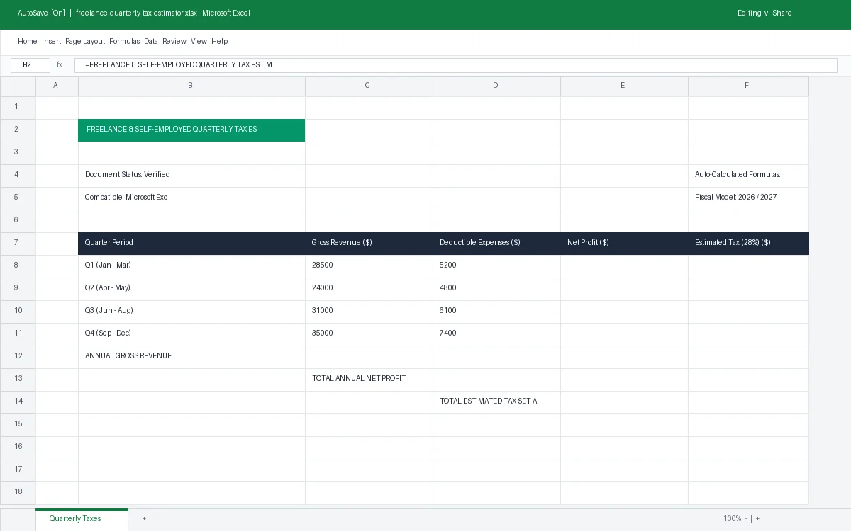 Freelance & Self-Employed Quarterly Tax Estimator