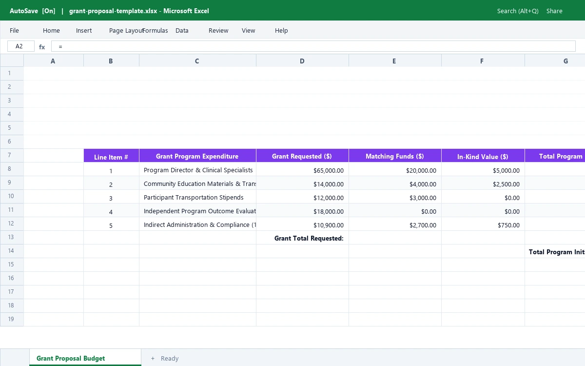 Non-Profit Grant Proposal Budget & Fund Allocation Model