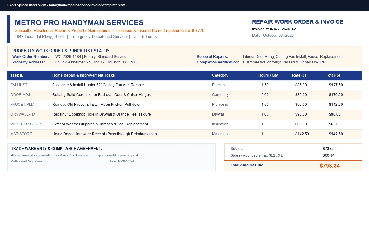 Preview of Independent Contractor Invoice & Draw Billing Template