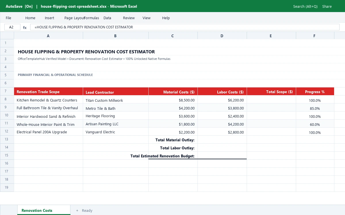 House Flipping & Property Renovation Cost Estimator