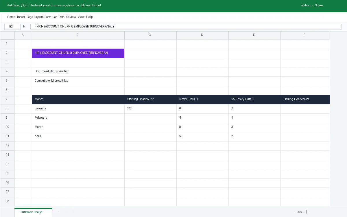Preview of HR Headcount, Churn & Employee Turnover Analysis