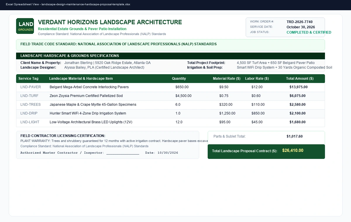 Landscape Design, Maintenance & Hardscape Proposal Template