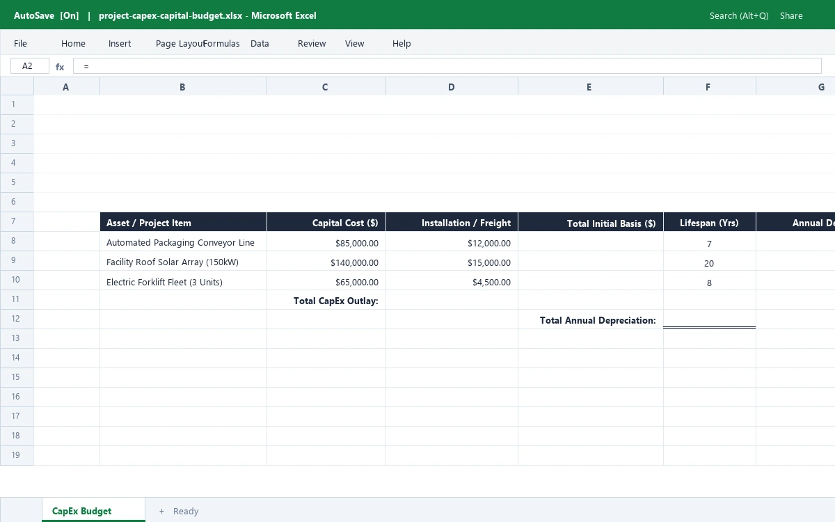 Capital Expenditure (CapEx) Project Budget & ROI Schedule