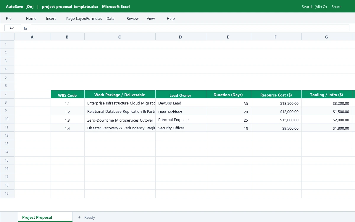 Project Proposal & Scope of Work (SOW) Costing Template