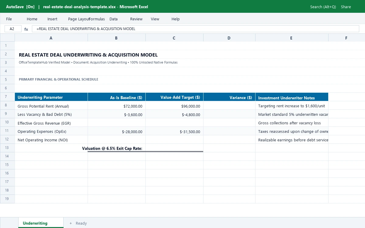 Real Estate Deal Underwriting & Acquisition Model