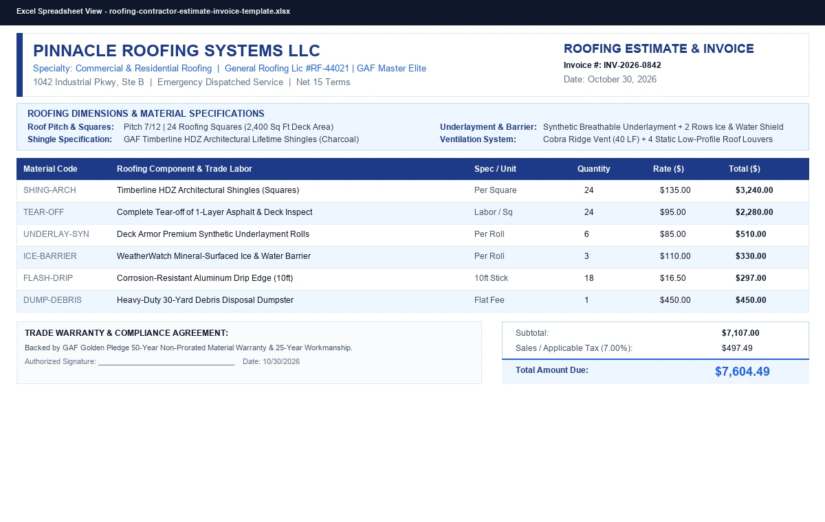 Preview of Independent Contractor Invoice & Draw Billing Template