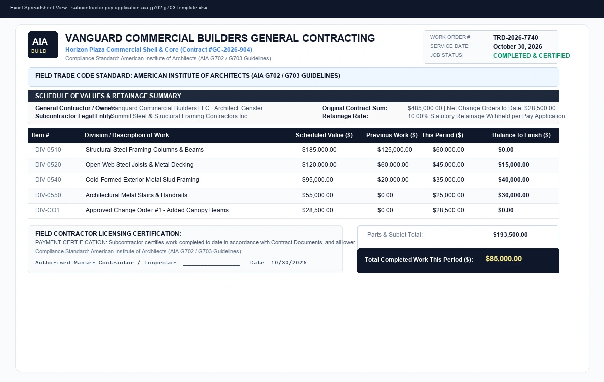 Preview of Independent Contractor Invoice & Draw Billing Template