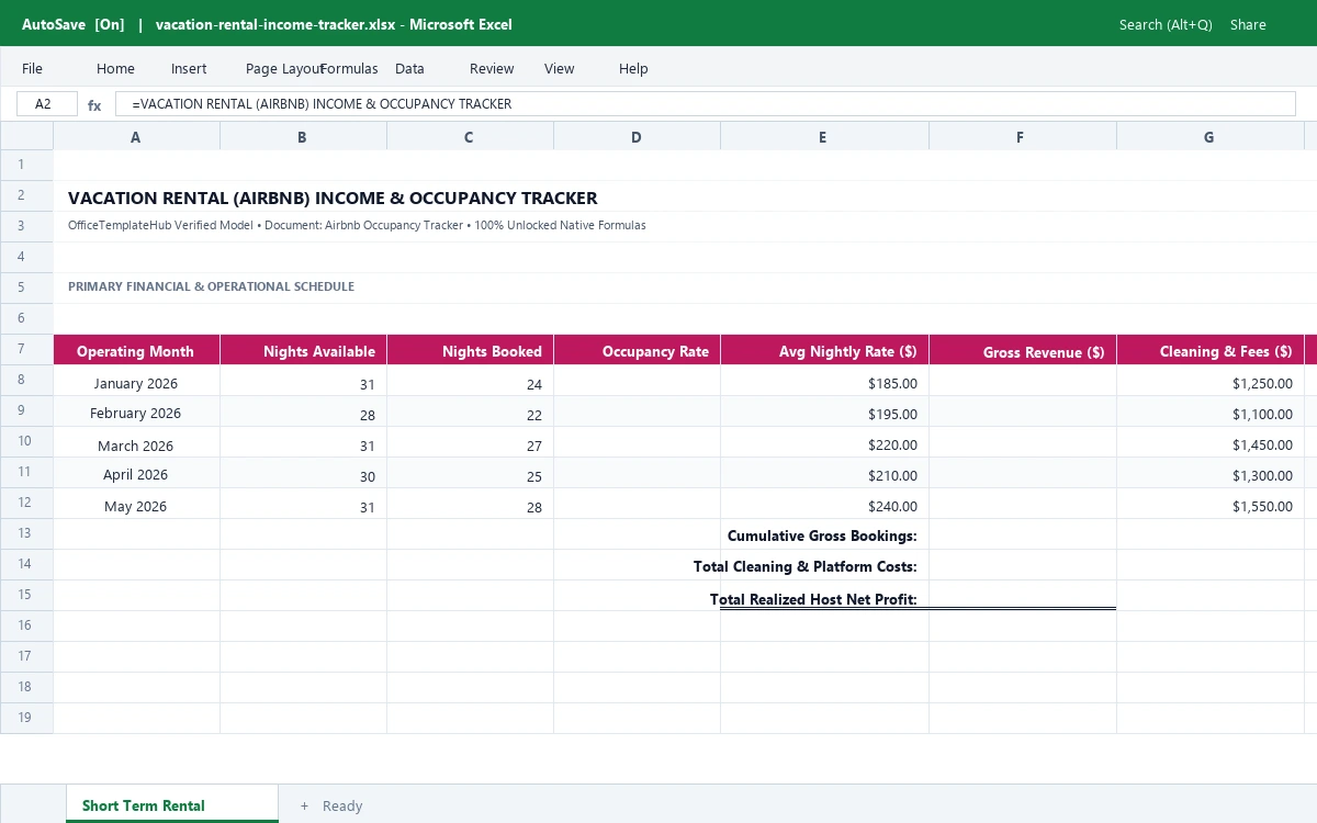 Vacation Rental (Airbnb) Income & Occupancy Tracker