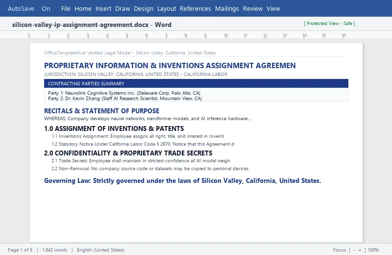 Proprietary Information & Inventions Assignment Agreement (PIIAA)